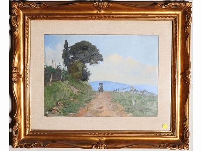 Paesaggio Toscano con Contadine