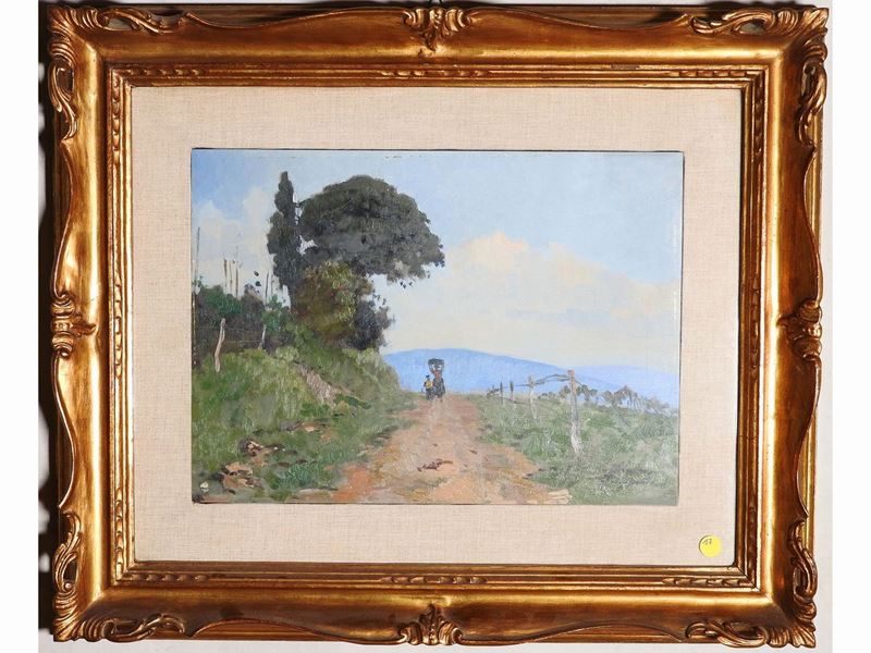 Cafiero Filippelli - Paesaggio Toscano con Contadine
