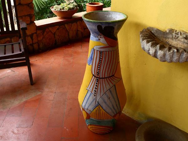 An Enameled Terracotta Vase