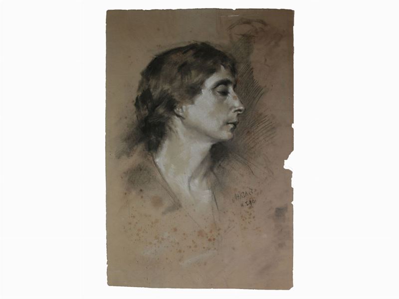 Cerchia di Franz Seraph Von Lenbach (1836-1904) - Due Studi per Ritratto Femminile