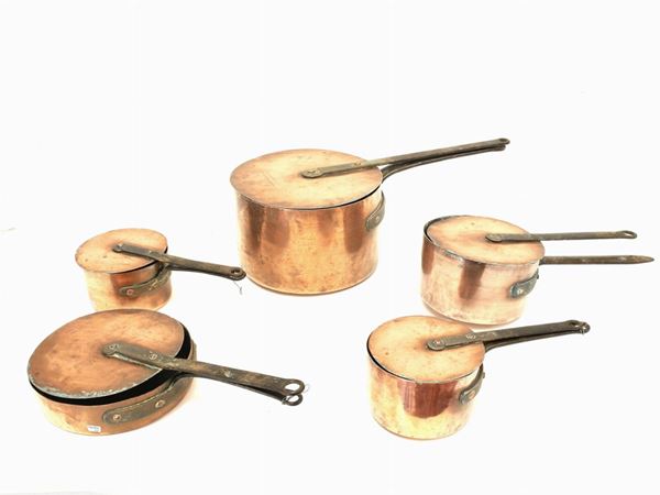 A Copper Pots Set