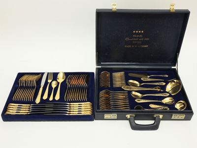 Servito di Posate in Metallo Placcato Oro 24k
