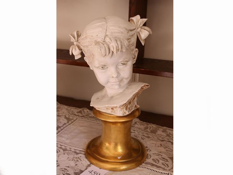 Bruno Merli - Busto di Bambina in Porcellana Biscuit