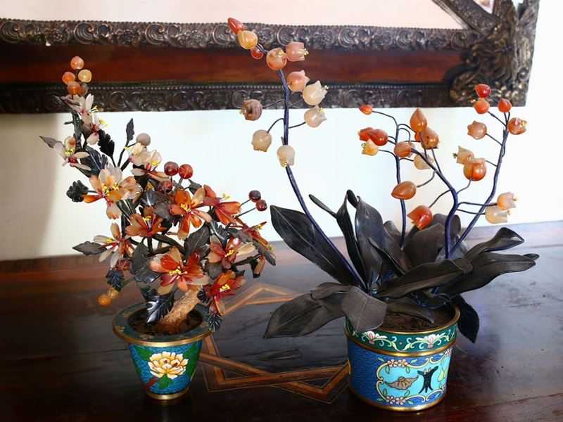 Due Alberelli della Felicità in Pietre Dure