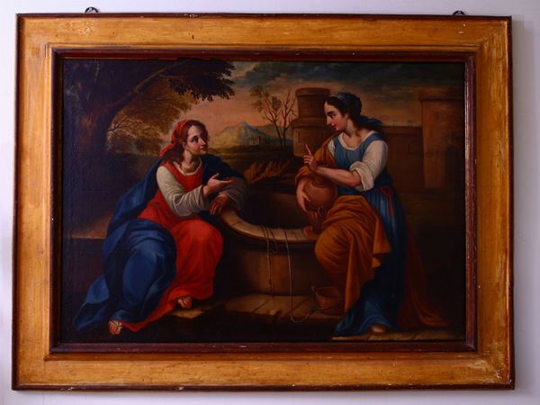 Scuola emiliana del XVIII secolo - Cristo e la samaritana al pozzo