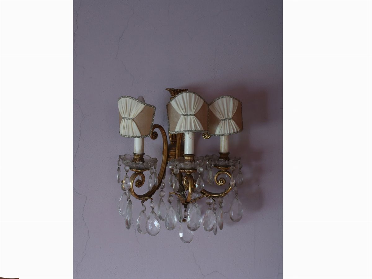 Coppia di Applique in Metallo Dorato