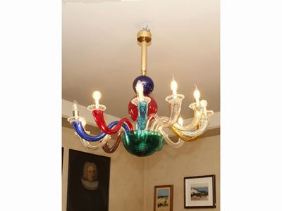 Lampadario in Vetro Soffiato, Venini