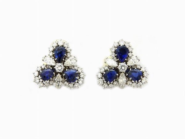 White gold earrings with diamonds and sapphires  - Auction Jewels and Watches - I - Maison Bibelot - Casa d'Aste Firenze - Milano