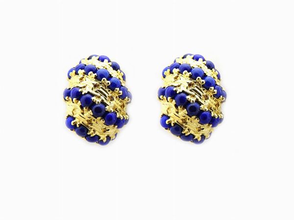 Yellow gold earrings with lapis lazuli  - Auction Jewels and Watches - I - Maison Bibelot - Casa d'Aste Firenze - Milano
