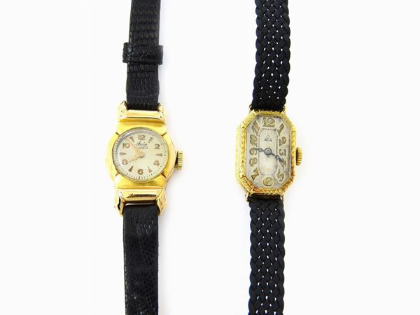 Two yellow gold ladies wristwatches