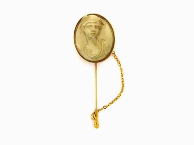 Spillone in Oro Giallo e Pietra Lavica