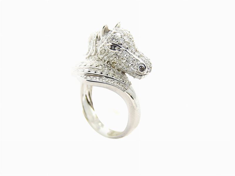 Anello Animalier in Oro Bianco con Diamanti