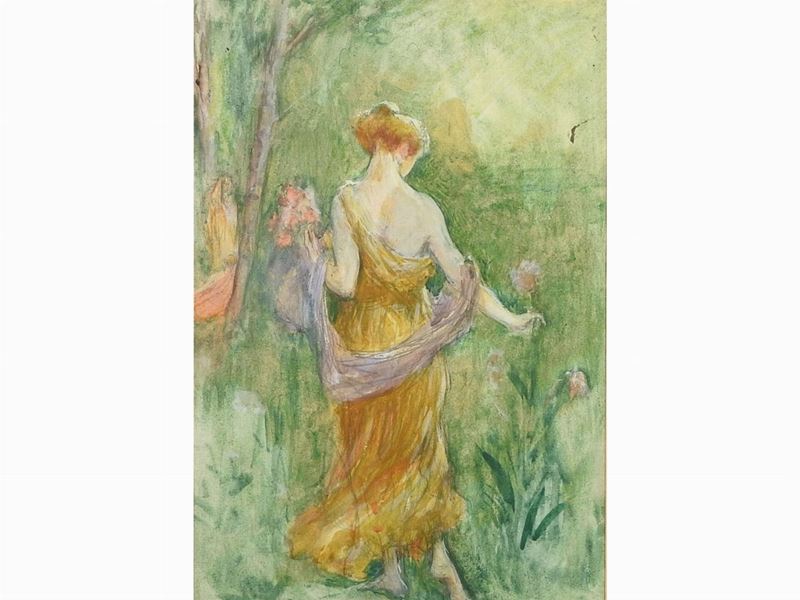 Fernand Riblet - Fanciulla in un Paesaggio