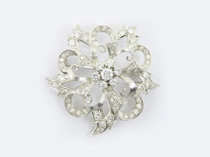 Spilla in Oro Bianco e Diamanti