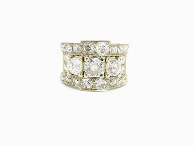 Anello a Fascia in Oro Bianco e Diamanti