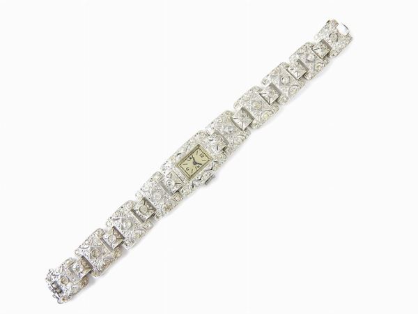 White gold ladies wristwatch with diamonds