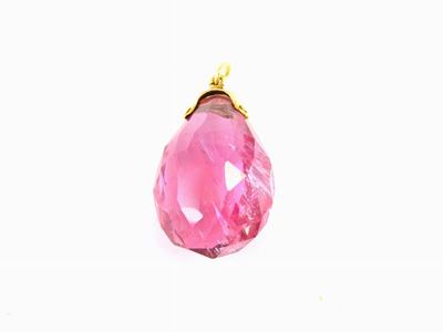 Pendente in Oro Giallo con Tormalina Rosa