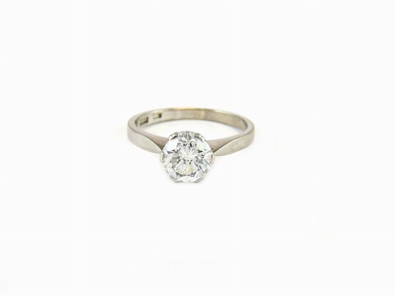 Anello Solitario in Oro Bianco con Diamante