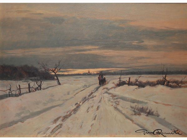 Gino Romiti : Snowy Landscape  ((1881-1967))  - Auction Furniture and Oldmaster painting / Modern and Contemporary Art - I - Maison Bibelot - Casa d'Aste Firenze - Milano