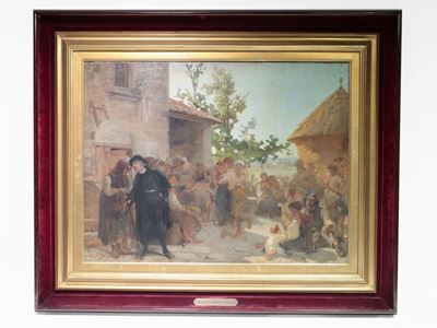 Veduta di Aia con Personaggi in Festa