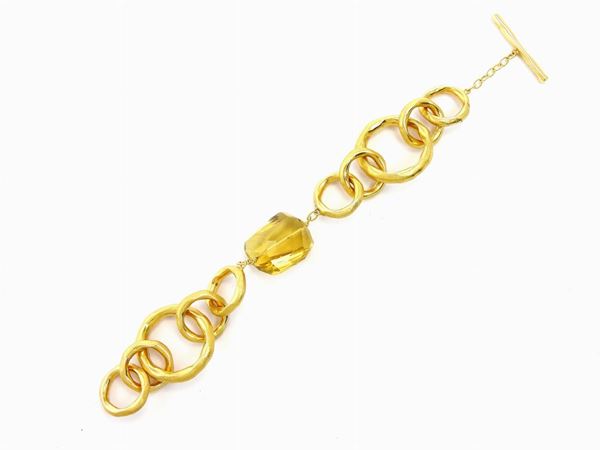 Yellow gold Calgaro bracelet with citrine quartz