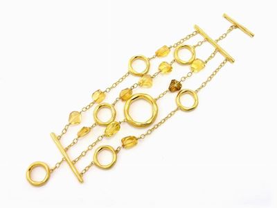 Bracciale Calgaro in Oro Giallo, Diamanti e Quarzi Citrini