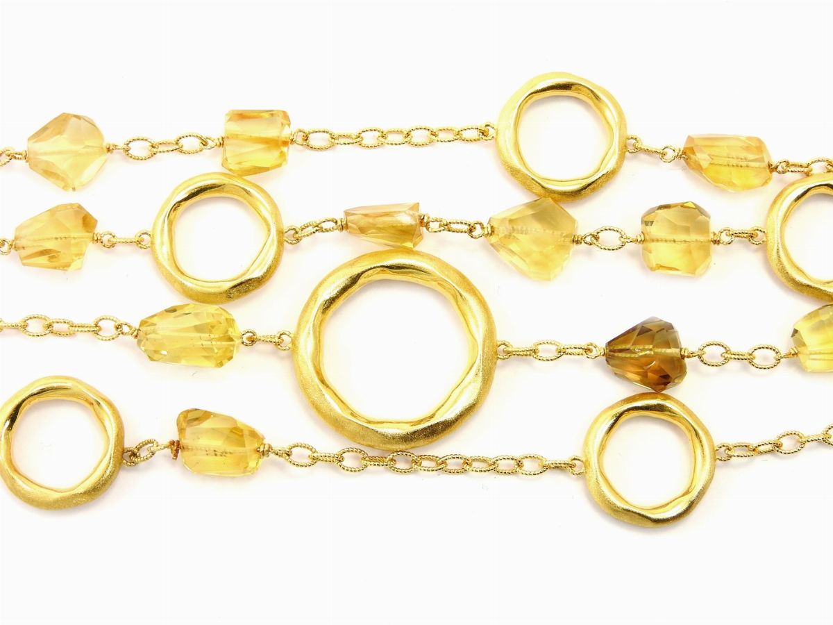 Bracciale Calgaro in Oro Giallo, Diamanti e Quarzi Citrini
