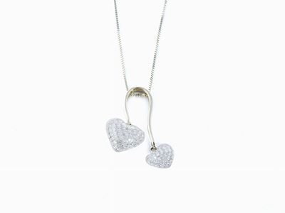 Pendente in Oro Bianco, Resina e Diamanti