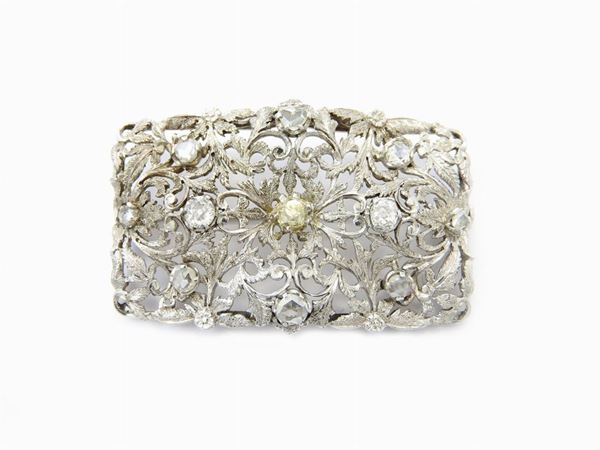 White gold panel brooch with diamonds