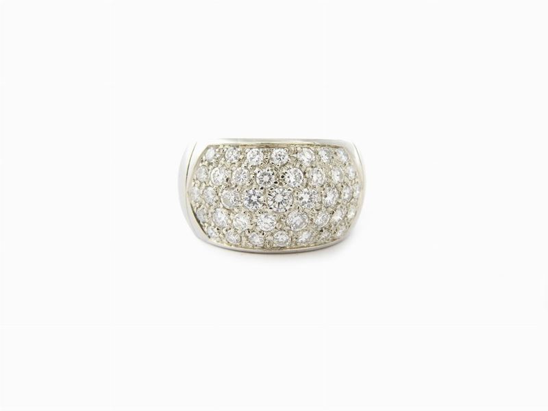 Anello a Fascia in Oro Bianco e Diamanti
