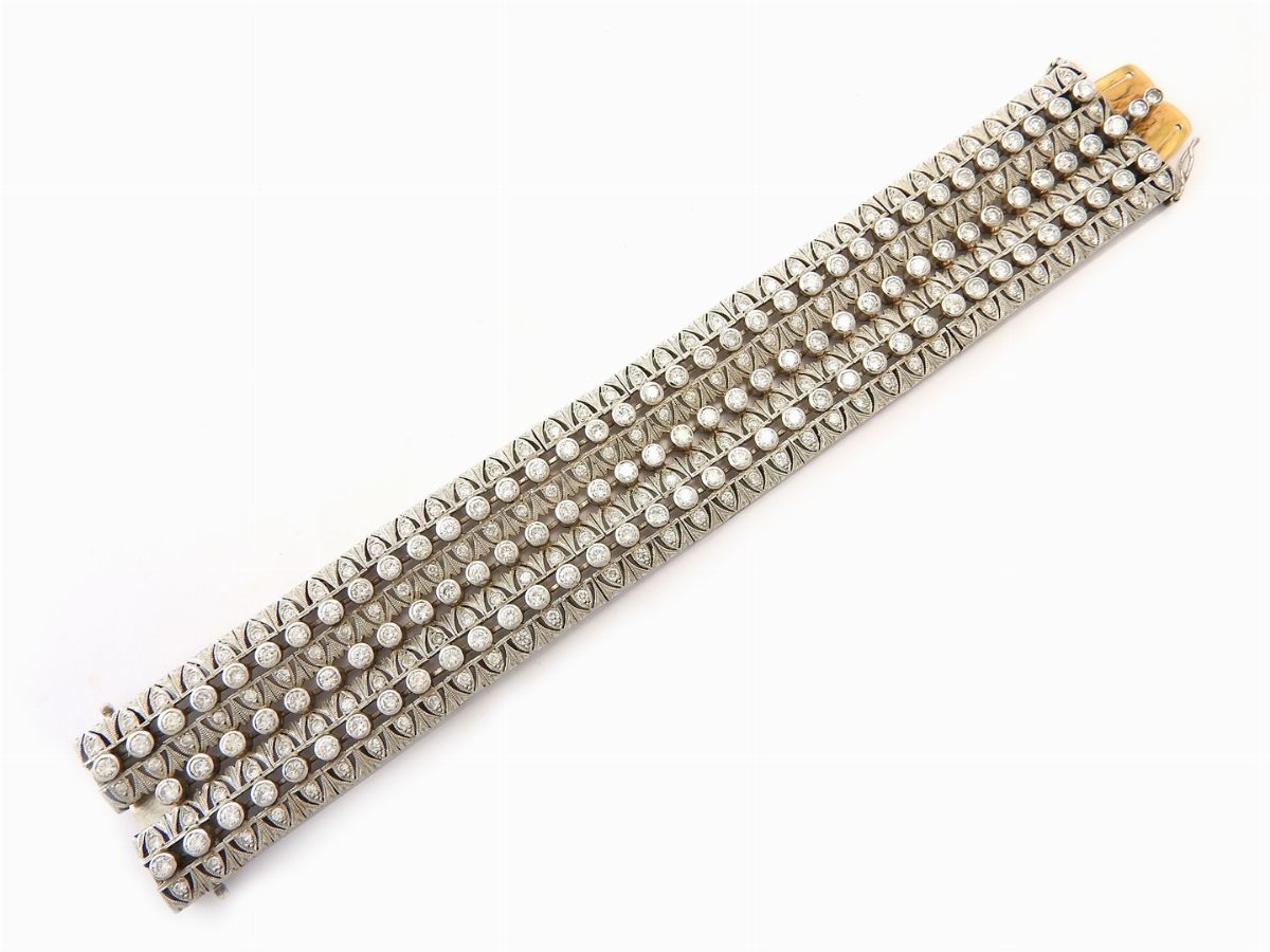 Bracciale in Platino e Oro Giallo con Diamanti