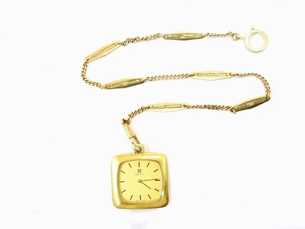 Yellow gold Zenith pocket watch with chain