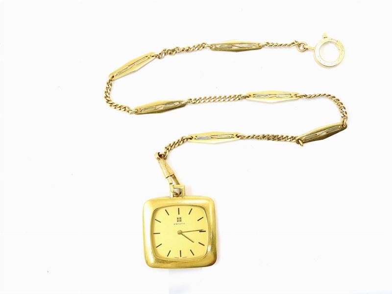 Orologio da Tasca Zenith con Catena in Oro Giallo