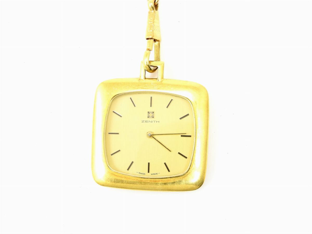 Orologio da Tasca Zenith con Catena in Oro Giallo