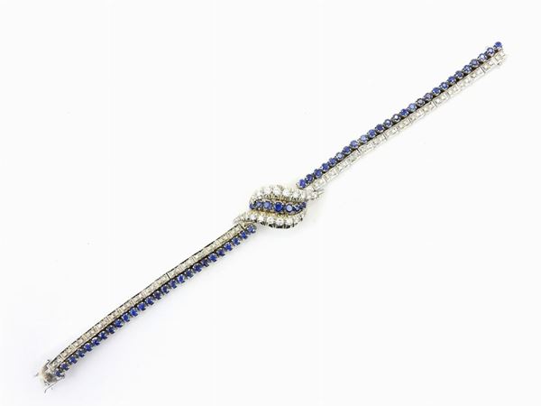 White gold bracelet with diamonds and sapphires