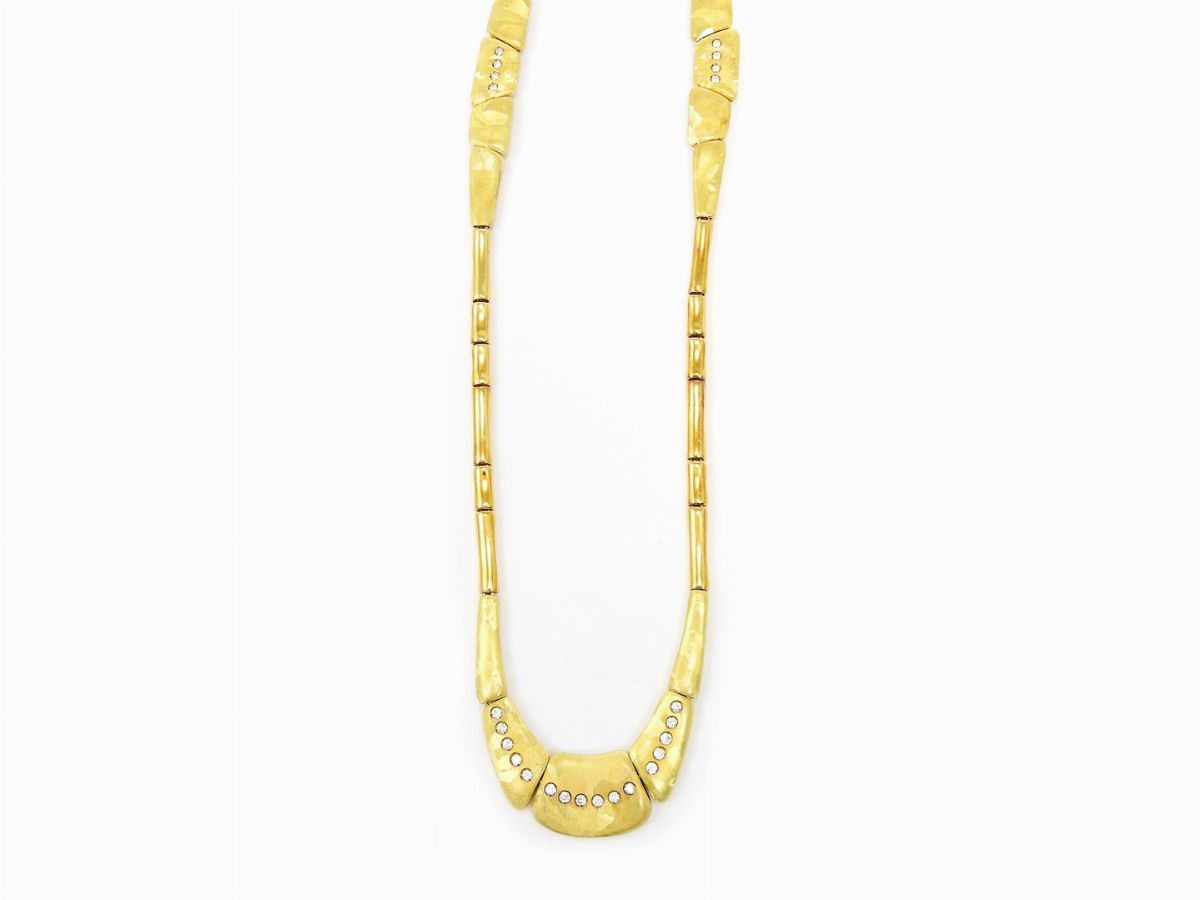 Lungo Collier Orlandini in Oro Giallo e Diamanti