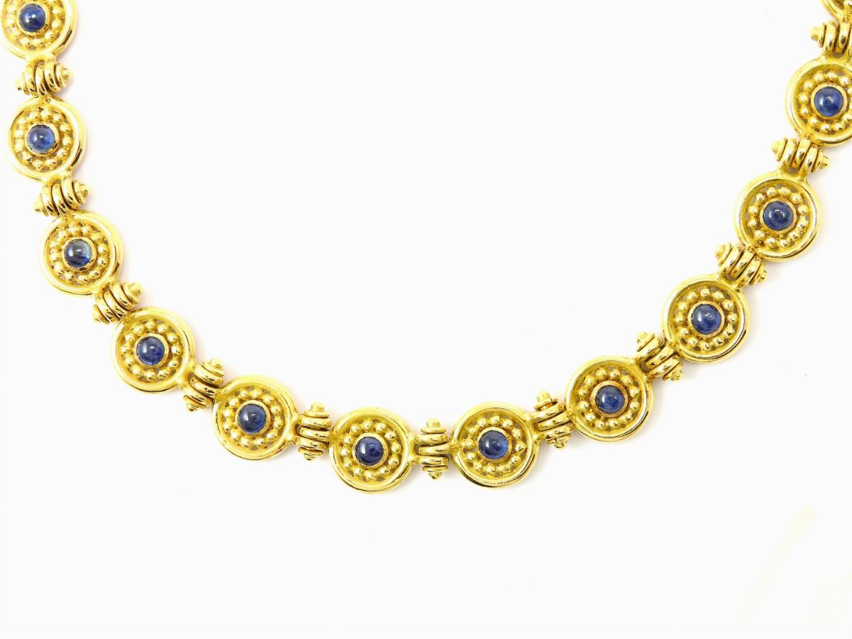 Girocollo in Oro Giallo e Zaffiri
