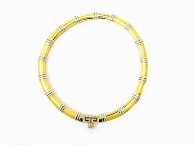 Girocollo Semirigido Pontevecchio Gioielli in Oro Giallo e Bianco con Diamanti