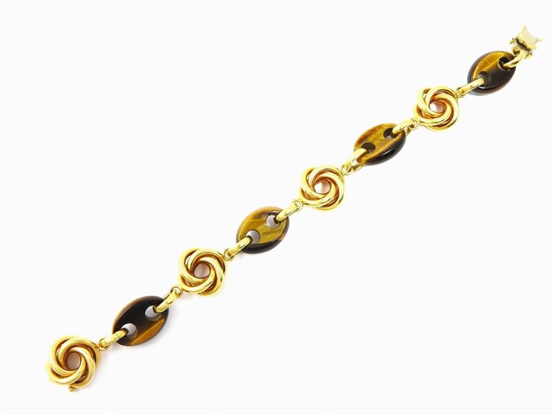Bracciale in Oro Gialllo e Occhio di Tigre