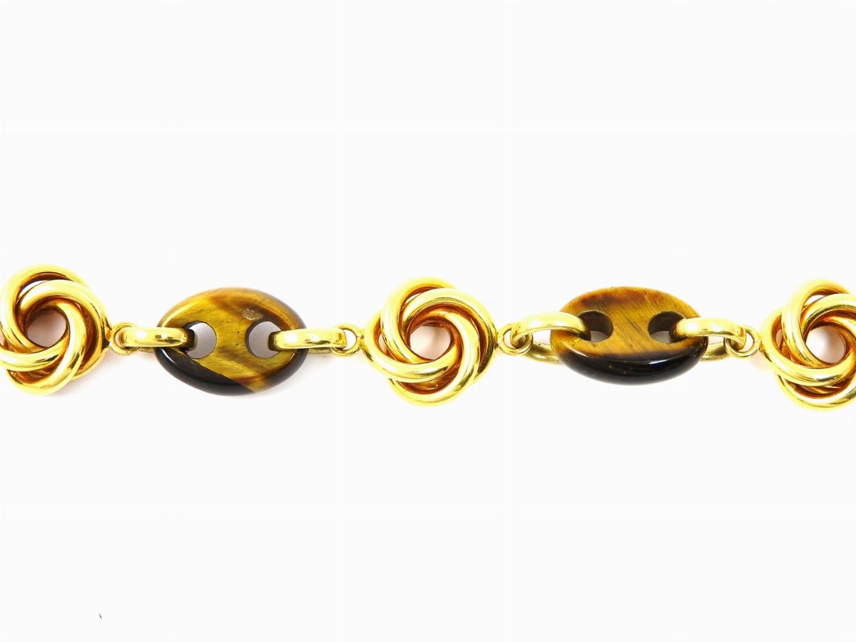 Bracciale in Oro Gialllo e Occhio di Tigre