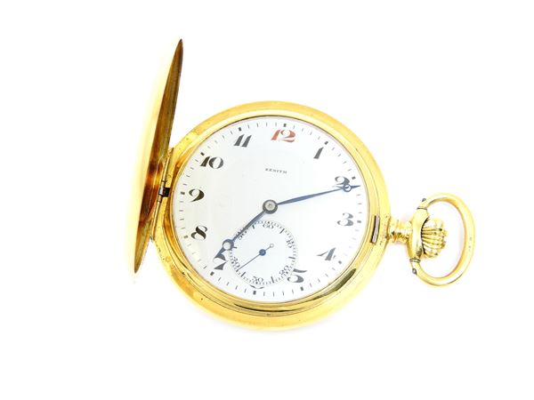 Yellow gold Zenith pocket watch with double case