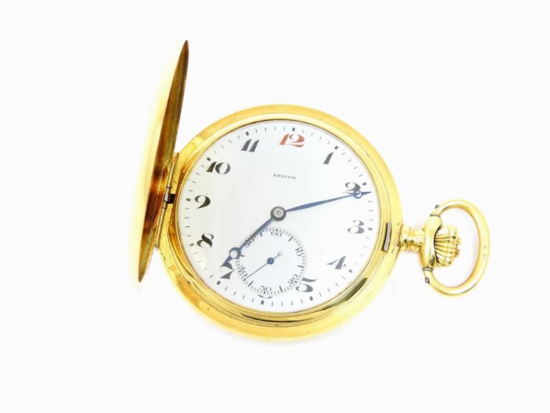 Orologio da Tasca Zenith a Doppia Cassa in Oro Giallo
