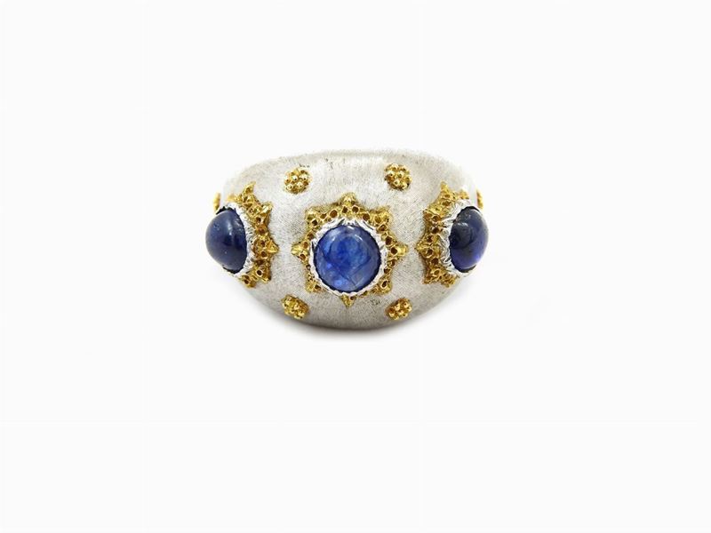Anello Buccellati in Oro Bianco e Giallo con Zaffiri