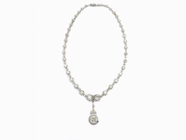 Graduated white gold necklace with diamonds