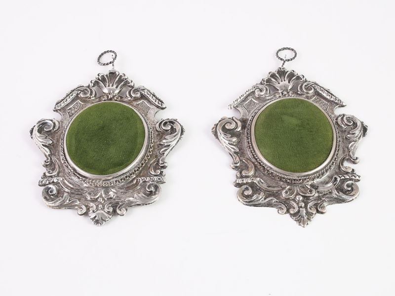Coppia di Piccole Cornici Portaritratti in Argento