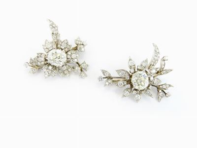 Coppia di Spille Enrico Serafini in Oro Bianco e Diamanti