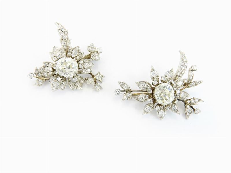 Coppia di Spille Enrico Serafini in Oro Bianco e Diamanti