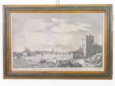 Veduta della Pescaia D'arno Fuori della Porta a San Frediano da Giuseppe Zocchi