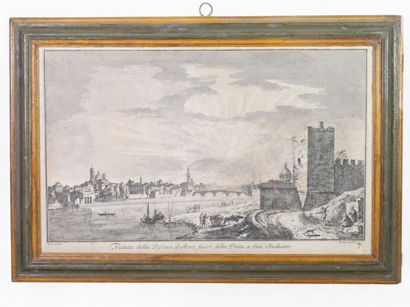 Michele Marieschi - Veduta della Pescaia D'arno Fuori della Porta a San Frediano da Giuseppe Zocc...