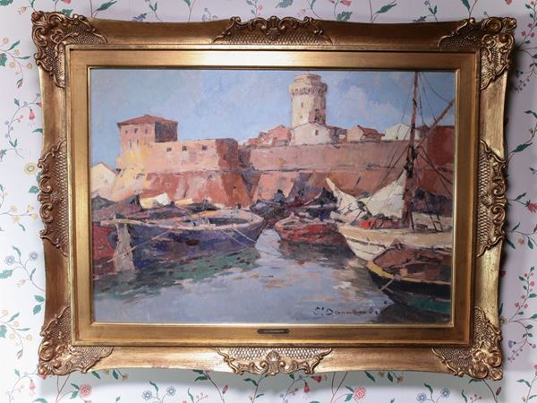 Carlo Domenici : View of The  Livorno Old Fortress  ((1898-1981))  - Auction House Sale: Furniture and Paintings from Villa Roseto - Florence - III - III - Maison Bibelot - Casa d'Aste Firenze - Milano